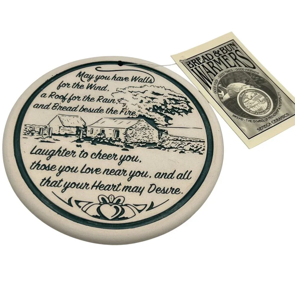 Seneca Ceramics New Bread Bun Warmer Irish Blessing Handcrafted Holiday USA Made